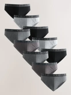 Gris - Lot de 10 - Slips riches en coton