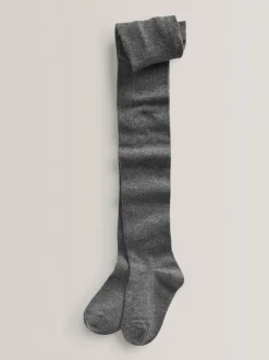 Gris - Lot de 5 de collants pour l'école en coton riche