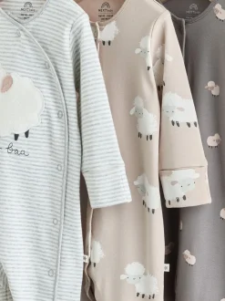 Gris - Lot de 3 dors-bien à boutons-pression bébé