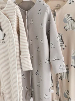 Gris - Lot de 3 dors-bien bébé zébrés 100% coton (0-2ans)