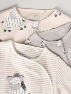 Gris - Lot de 3 dors-bien bébé zébrés 100% coton (0-2ans)