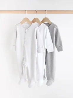 Gris - Lot de 3 dors-bien bébé Essential zippées 100 % coton (0-3ans)