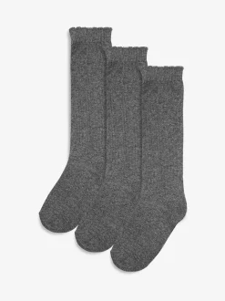 Gris - Lot de 3 paires de chaussettes montantes High School en coton