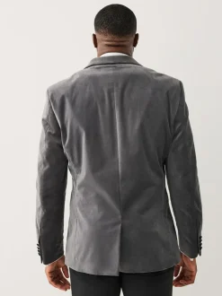 Gris - Moulant - Blazer Motionflex Extensible en velours