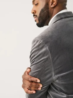 Gris - Moulant - Blazer Motionflex Extensible en velours