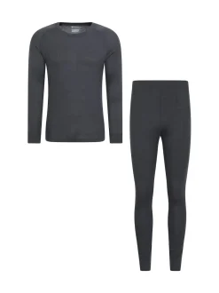 Gris - Mountain Warehouse Talus Mens Thermal Top & Joggers Set