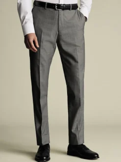 Gris - Pantalon Charles Tyrwhitt slim en peau de requin