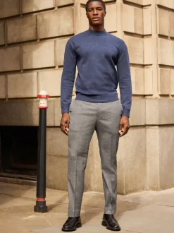 Gris - Pantalon Signature Smart en laine italienne texturée avec pattes d'ajustement sur les côtés