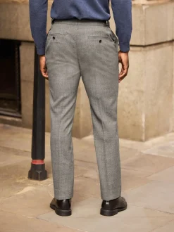 Gris - Pantalon Signature Smart en laine italienne texturée avec pattes d'ajustement sur les côtés