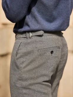 Gris - Pantalon Signature Smart en laine italienne texturée avec pattes d'ajustement sur les côtés
