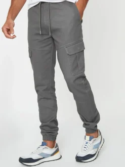 Gris - Pantalon Threadbare en coton Blend poche à poignets