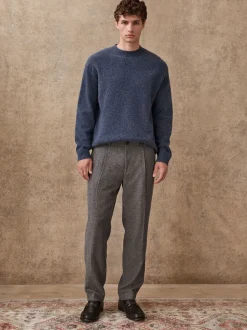 Gris - Pantalons élégants texturés et fuselés coupe standard avec laine