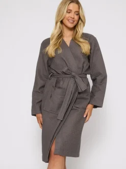 Gris - Peignoir gaufré Loungeable 100% coton