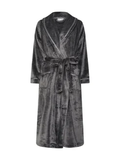 Gris - Peignoir M&Co à col châle à ruban