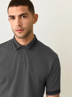 Gris - Polo à col intelligent Manches courtes