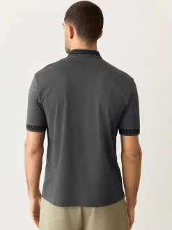 Gris - Polo à col intelligent Manches courtes