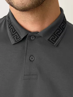 Gris - Polo à col intelligent Manches courtes