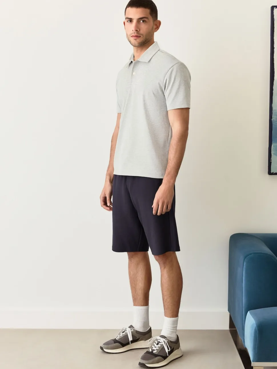 Gris - Polo Heritage brossé à motif