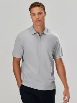 Gris - Polo texturé élégant à col zippé