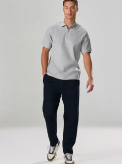 Gris - Polo texturé élégant à col zippé