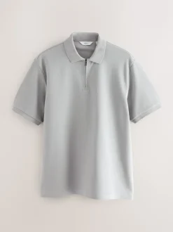 Gris - Polo texturé élégant à col zippé