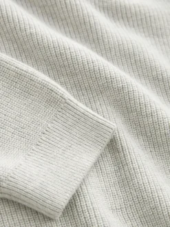 Gris - Pull en maille col rond en coton (3-16ans)