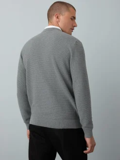 Gris - Pull Oxford texturé coupe classique