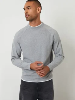 Gris - Pull Threadbare Mock T-shirt texturé en maille à col rond