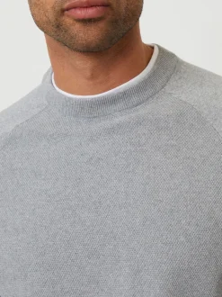 Gris - Pull Threadbare Mock T-shirt texturé en maille à col rond