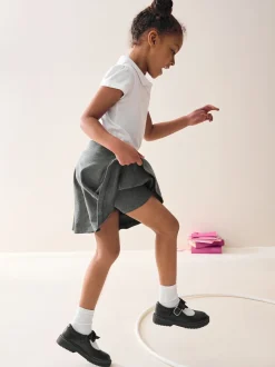 Gris - Pull-On School Skort with Jersey Extensible (3-17yrs)