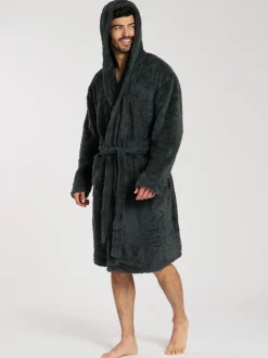 Gris - Robe de chambre à capuche Loungeable Sherpa