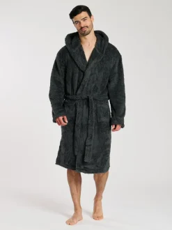 Gris - Robe de chambre à capuche Loungeable Sherpa