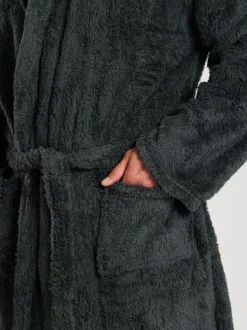 Gris - Robe de chambre à capuche Loungeable Sherpa