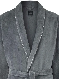 Gris - Robe de chambre Savile Row Company légère en polaire douce à bords de corde