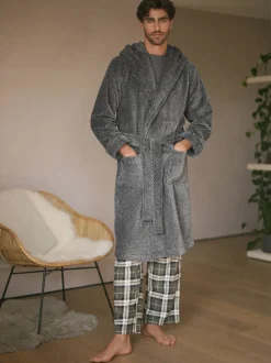 Gris - Robe de chambre super douce À capuche