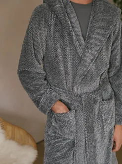 Gris - Robe de chambre super douce À capuche