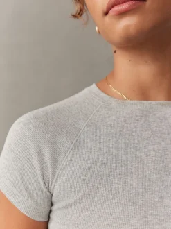 Gris - Self T-shirt côtelé ajusté