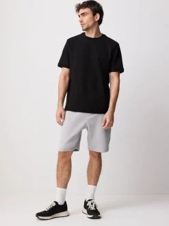 Gris - Short à poche zippée en jersey brossé