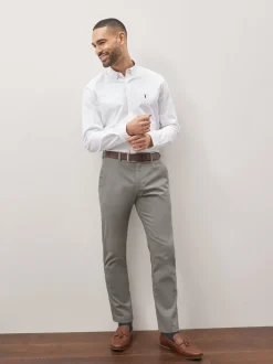 Gris - Slim Fit (Slim Fit) - Pantalon chino doux imprimé à ceinture