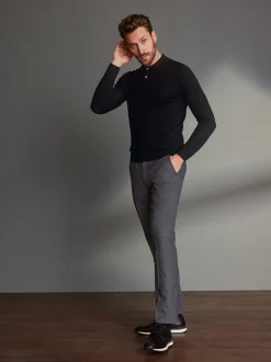 Gris - Slim Fit (Slim Fit) - Pantalons Signature en 100 % laine avec ceinture Motion Flex