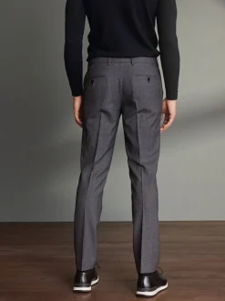 Gris - Slim Fit (Slim Fit) - Pantalons Signature en 100 % laine avec ceinture Motion Flex