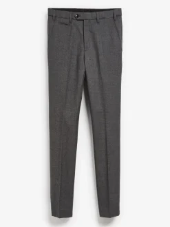 Gris - Slim Fit (Slim Fit) - Pantalons Signature en 100 % laine avec ceinture Motion Flex