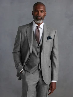 Gris - Slim Fit (Slim Fit) - Veste de costume en flanelle de laine et cachemire mélangées Signature Zignone