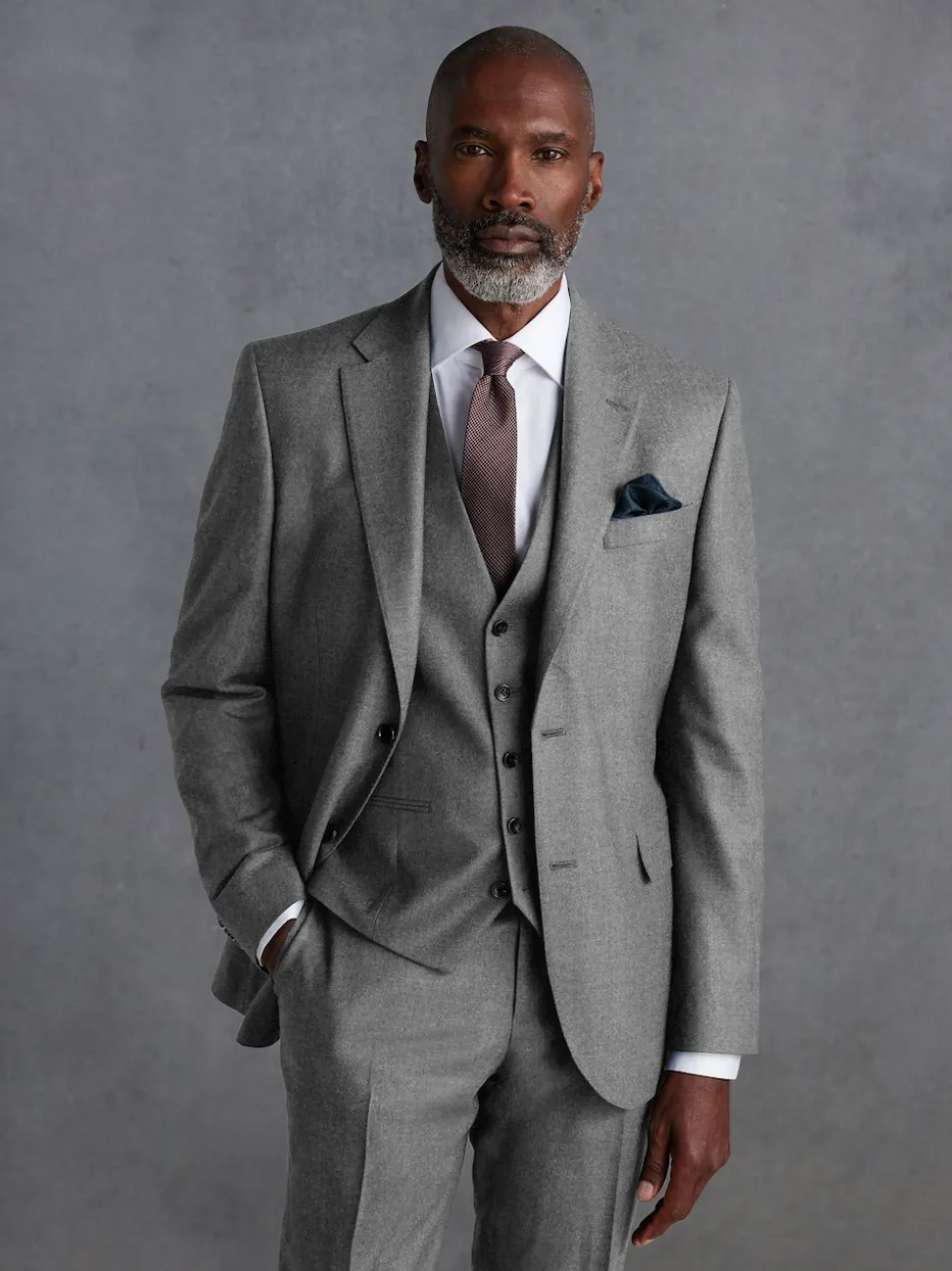 Gris - Slim Fit (Slim Fit) - Veste de costume en flanelle de laine et cachemire mélangées Signature Zignone