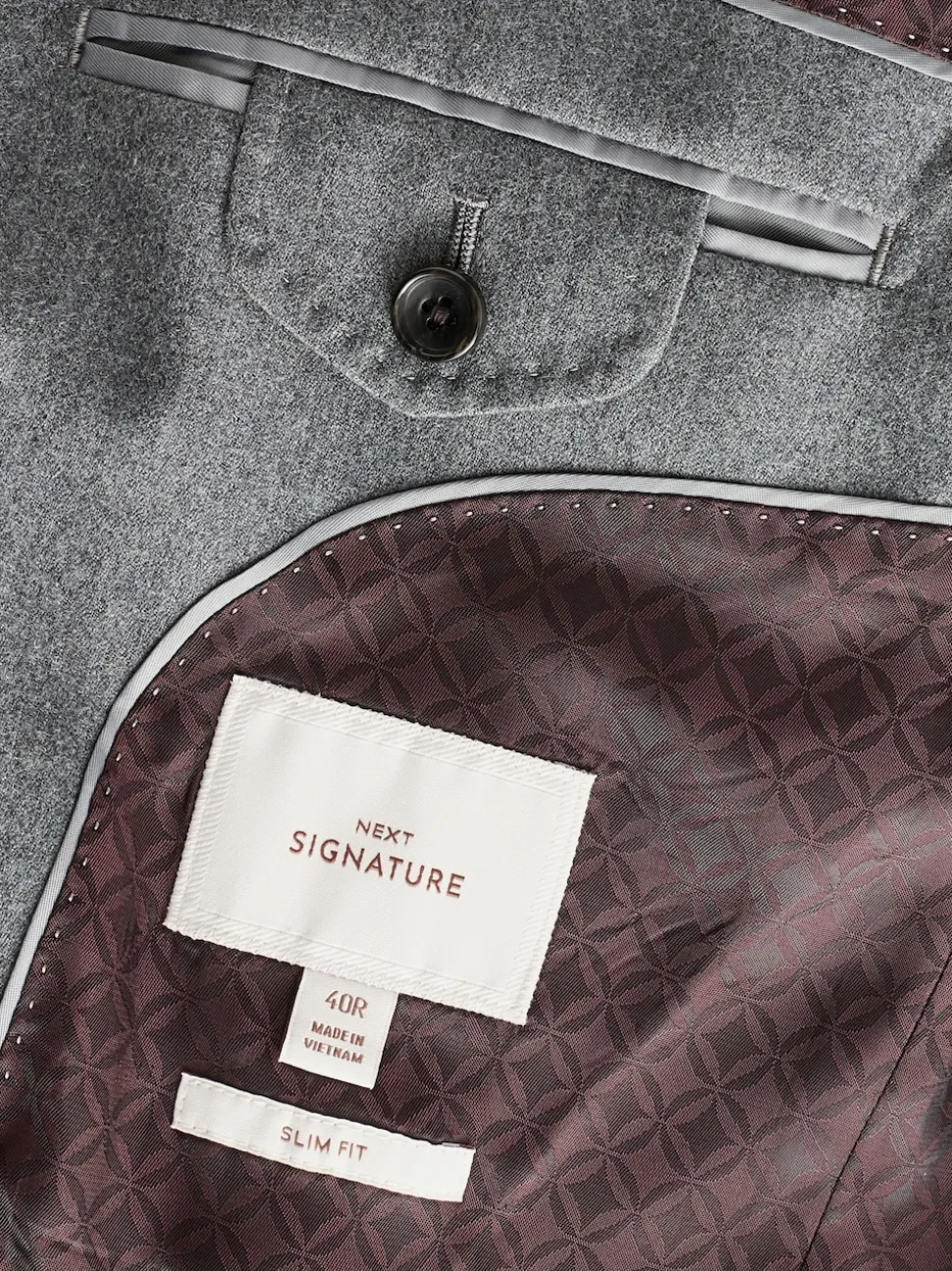 Gris - Slim Fit (Slim Fit) - Veste de costume en flanelle de laine et cachemire mélangées Signature Zignone