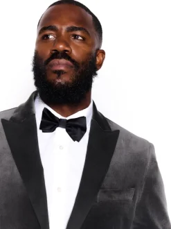 Gris - Slim Fit (Slim Fit) - Blazer Motionflex Extensible en velours