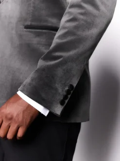 Gris - Slim Fit (Slim Fit) - Blazer Motionflex Extensible en velours