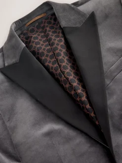 Gris - Slim Fit (Slim Fit) - Blazer Motionflex Extensible en velours