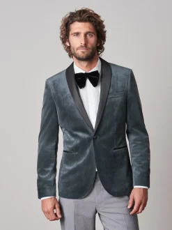 Gris - Slim Fit (Slim Fit) - Blazer en velours