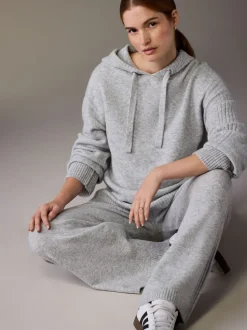 Gris - Sweat à capuche en maille de grossesse